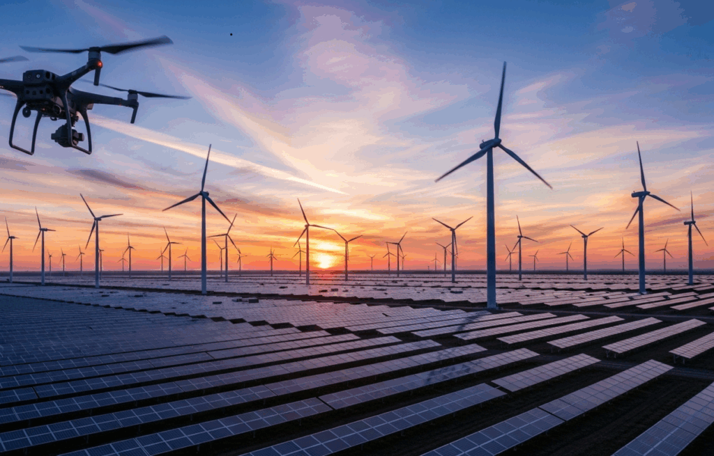 parque eólico ilustrando energias renováveis